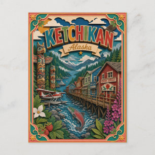 PopCut States Ketchikan Alaska Paper Art Postcard