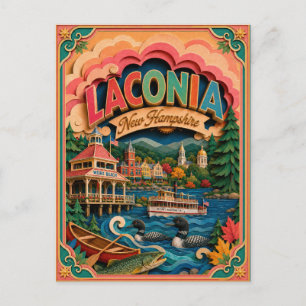 PopCut States Laconia New Hampshire Paper Art Postcard