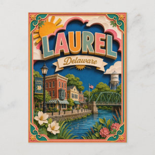 PopCut States Laurel Delaware Paper Art Postcard