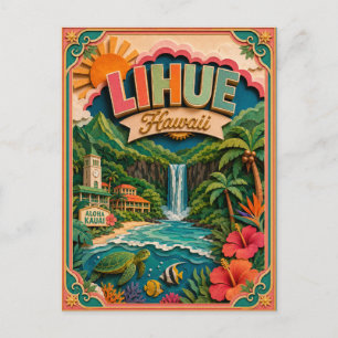 PopCut States Lihue Hawaii Paper Art Postcard
