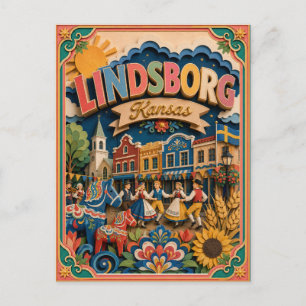 PopCut States Lindsborg Kansas Paper Art Postcard