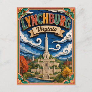 PopCut States Lynchburg Virginia Paper Art Postcard