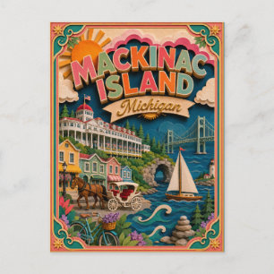PopCut States Mackinac Island Michigan Paper Art Postcard