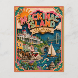 PopCut States Mackinac Island Michigan Paper Art Postcard