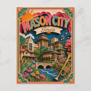 PopCut States Mason City Iowa Paper Art Postcard