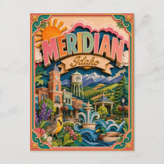 PopCut States Meridian Idaho Paper Art Postcard