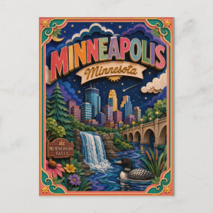 PopCut States Minneapolis Minnesota Paper Art Postcard
