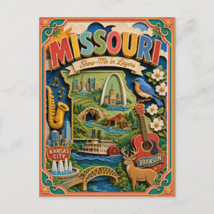 PopCut States Missouri Colourful 3D Paper Art Postcard