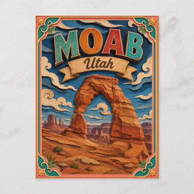 PopCut States Moab Utah Paper Art Postcard (Front)