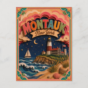 PopCut States Montauk New York Paper Art Postcard