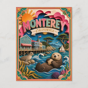 PopCut States Monterey California Paper Art Postcard