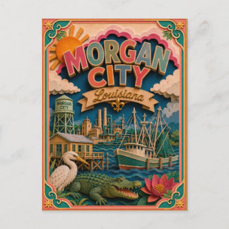 PopCut States Morgan City Louisiana Paper Art Postcard
