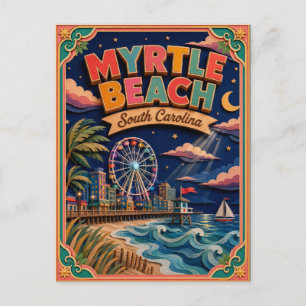 PopCut States Myrtle Beach South Carolina Art Postcard