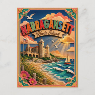 PopCut States Narragansett Rhode Island Paper Art Postcard