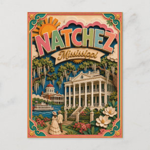 PopCut States Natchez Mississippi Paper Art Postcard