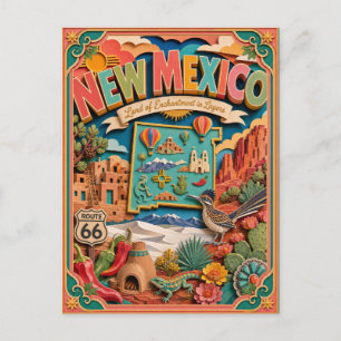 PopCut States New Mexico Colourful 3D Paper Art Postcard
