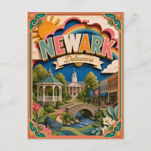 PopCut States Newark Delaware Paper Art Postcard