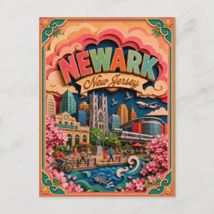 PopCut States Newark New Jersey Paper Art Postcard