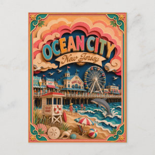 PopCut States Ocean City New Jersey Paper Art Postcard