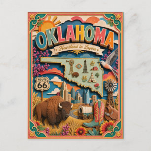 PopCut States Oklahoma Colourful 3D Paper Art Postcard