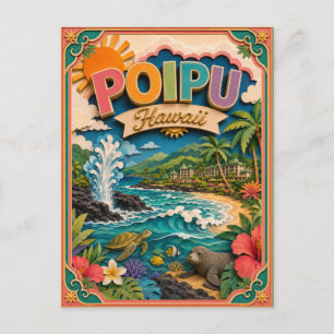 PopCut States Poipu Hawaii Paper Art Postcard
