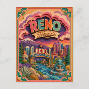 PopCut States Reno Nevada Paper Art Postcard