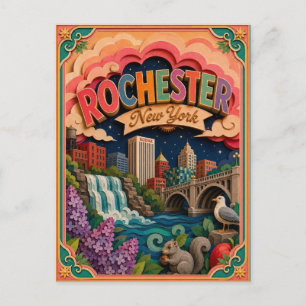 PopCut States Rochester New York Paper Art Postcard