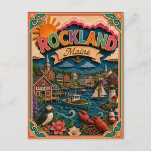 PopCut States Rockland Maine Paper Art Postcard