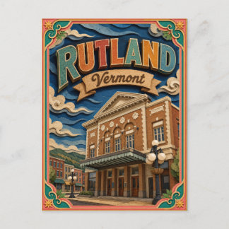 PopCut States Rutland Vermont Paper Art Postcard