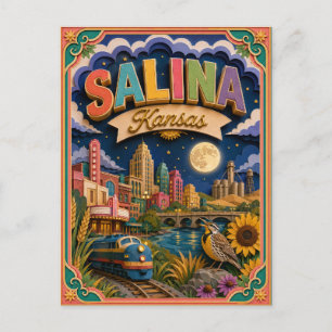 PopCut States Salina Kansas Paper Art Postcard