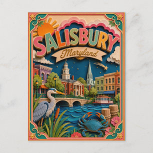 PopCut States Salisbury Maryland Paper Art Postcard