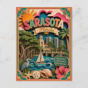 PopCut States Sarasota Florida Paper Art Postcard
