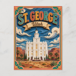 PopCut States St. George Utah Paper Art Postcard