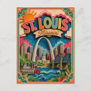 PopCut States St. Louis Missouri Paper Art Postcard