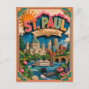 PopCut States St. Paul Minnesota Paper Art Postcard