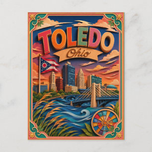 PopCut States Toledo Ohio Paper Art Postcard