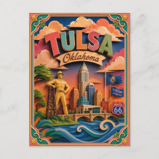 PopCut States Tulsa Oklahoma Paper Art Postcard