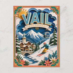 PopCut States Vail Colorado Paper Art Postcard
