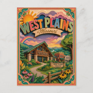 PopCut States West Plains Missouri Paper Art Postcard
