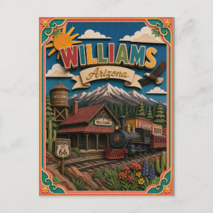 PopCut States Williams Arizona Paper Art Postcard