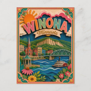 PopCut States Winona Minnesota Paper Art Postcard