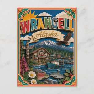 PopCut States Wrangell Alaska Paper Art Postcard