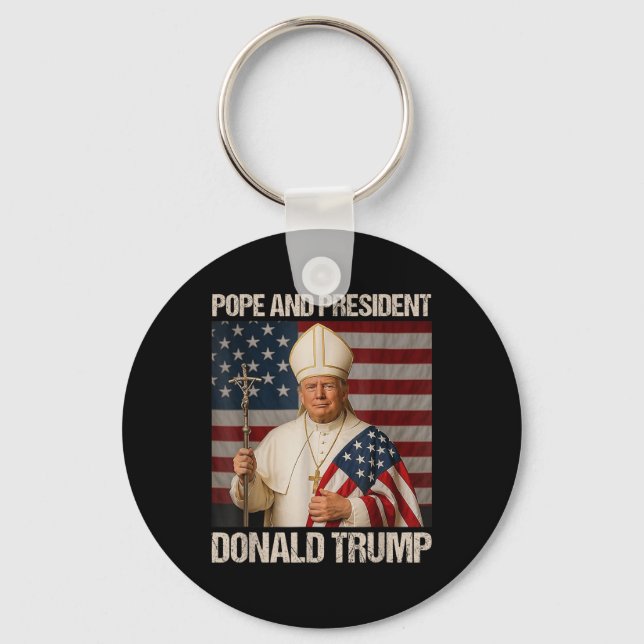 Pope And President Donald Trump  Key Ring (Front)