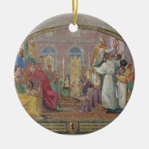 Pope Eugene IV Consecrating the convent of San Mar Ceramic Tree Decoration