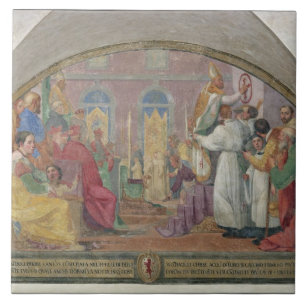 Pope Eugene IV Consecrating the convent of San Mar Tile