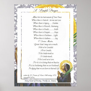 POPE FRANCIS=ST. FRANCIS SIMPLE PRAYER=Purity Poster