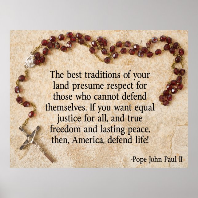 Pope John Paul Defend Life Poster (Front)