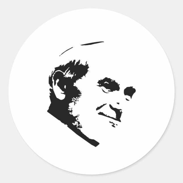 Pope John Paul II Face White Classic Round Sticker (Front)