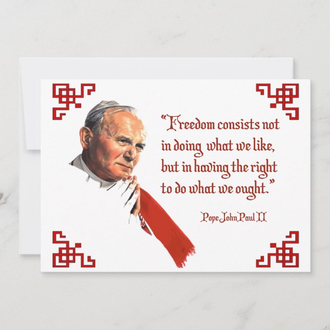 Pope John Paul II Freedom Notecards (Front)