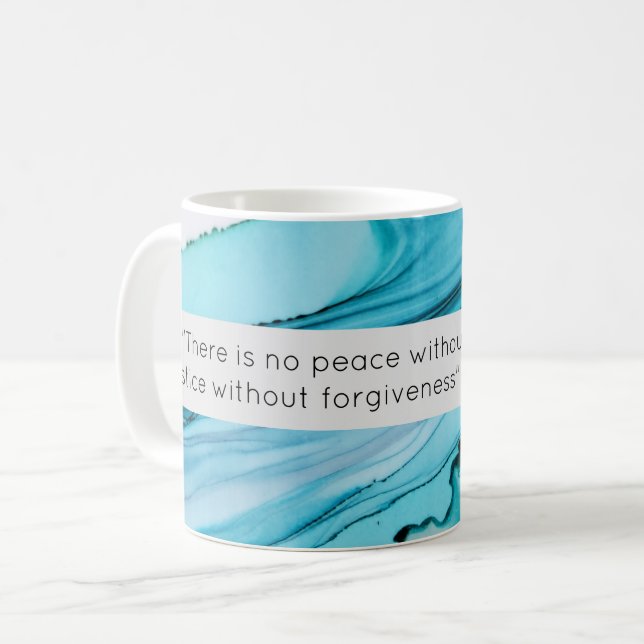 Pope John Paul II Positive Uplifting Blue Ink Coffee Mug (Front Left)